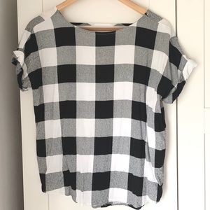 Rock & Republic Black & White Buffalo Plaid Top